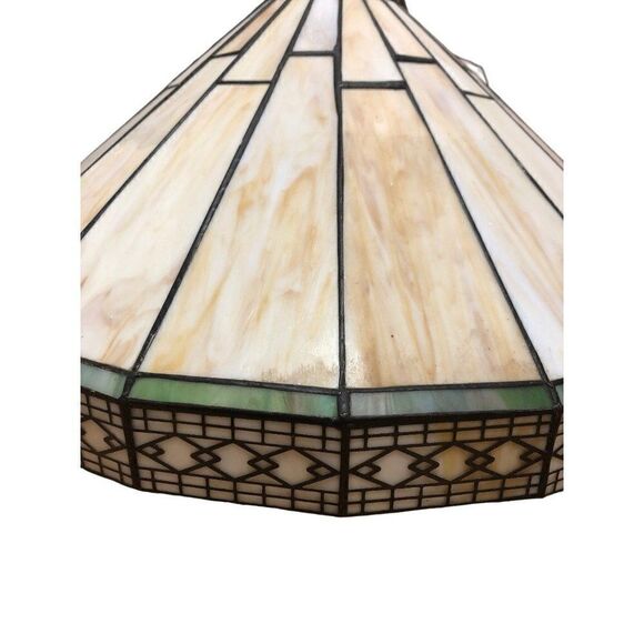 Vintage Stained Glass Swag Hanging Lamp Elegant Design Arts and Crafts Style - Picture 2 of 7